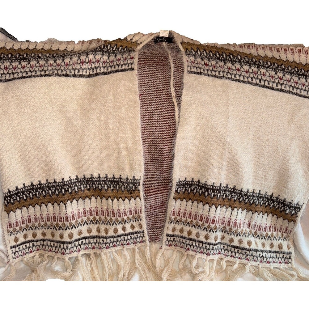 Jessica Simpson Poncho Wrap Southwestern Aztec Open Front Shrug Cozy Women's OS